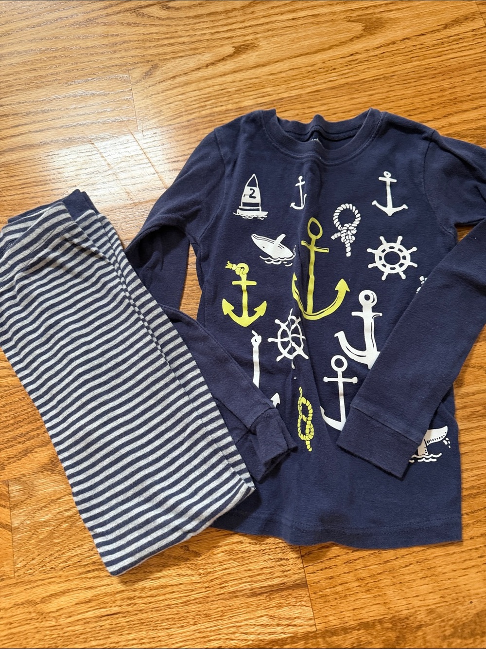 Carter's Navy Anchor & Nautical Print Pajama Set with White Stripes